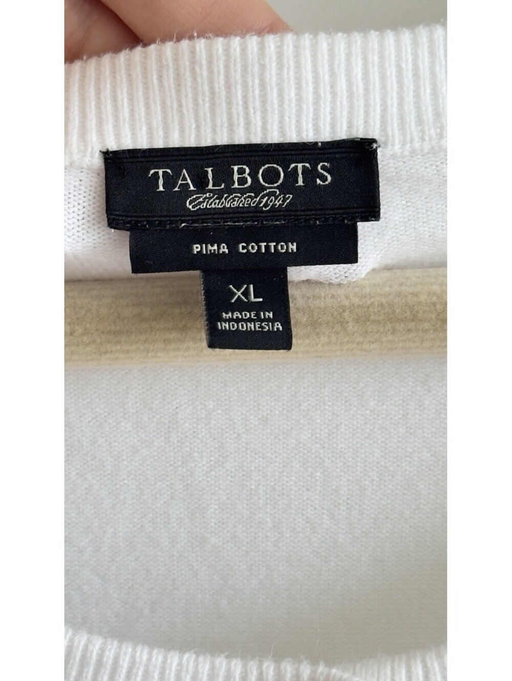 Talbots Established 1947 Pima Cotton White Cardigan Sweater XL Gold Button - Picture 2 of 8